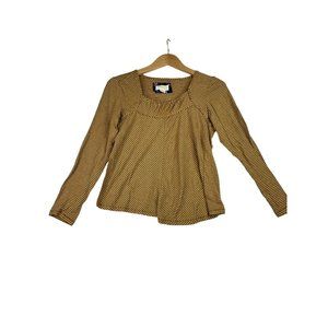 Anthropologie Maeve Striped Long Sleeve Shirt sz XS Golden Yellow‎